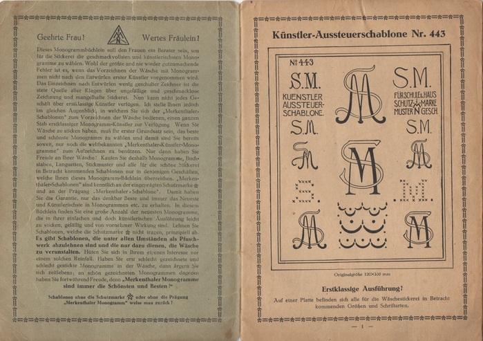 Monogramme zur Wäsche-Stickerei, Johann Merkenthaler catalog 2