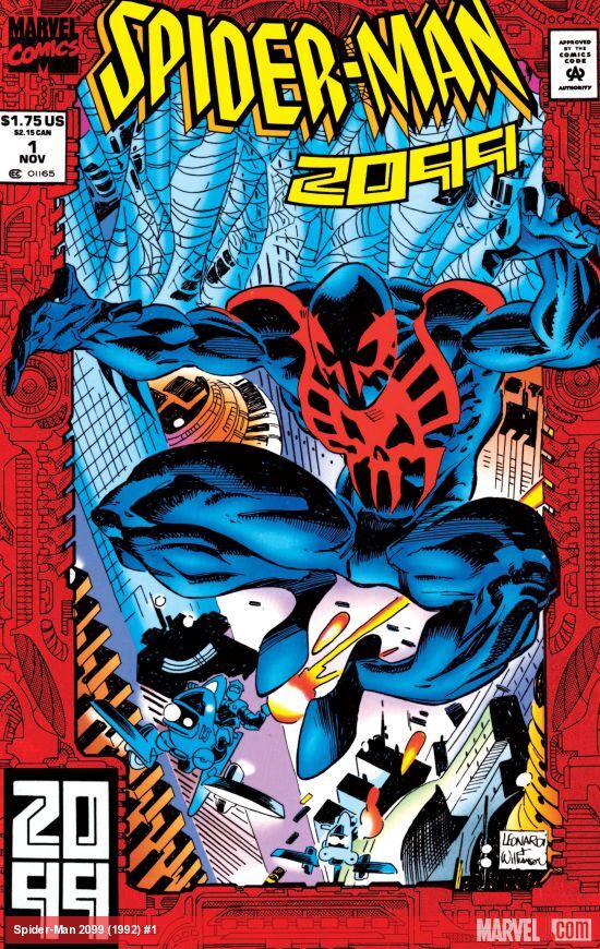 Spider-Man 2099 #1 was published in November 1992. “Spider-Man” is probably hand-drawn.