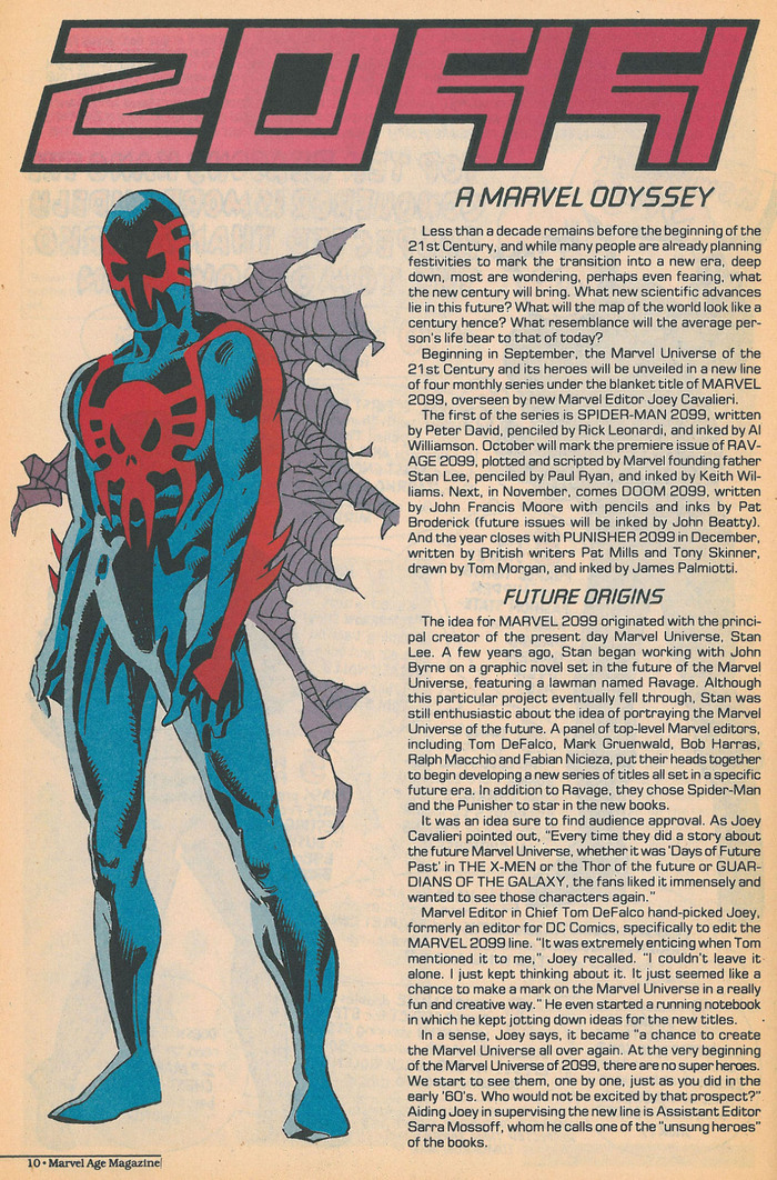 Marvel Age Magazine was a promotional magazine released periodically by Marvel Comics. This page came from an issue sometime between 1992 and 1994. Body text is set in , with headings in .