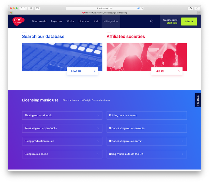 PRS for Music website 4