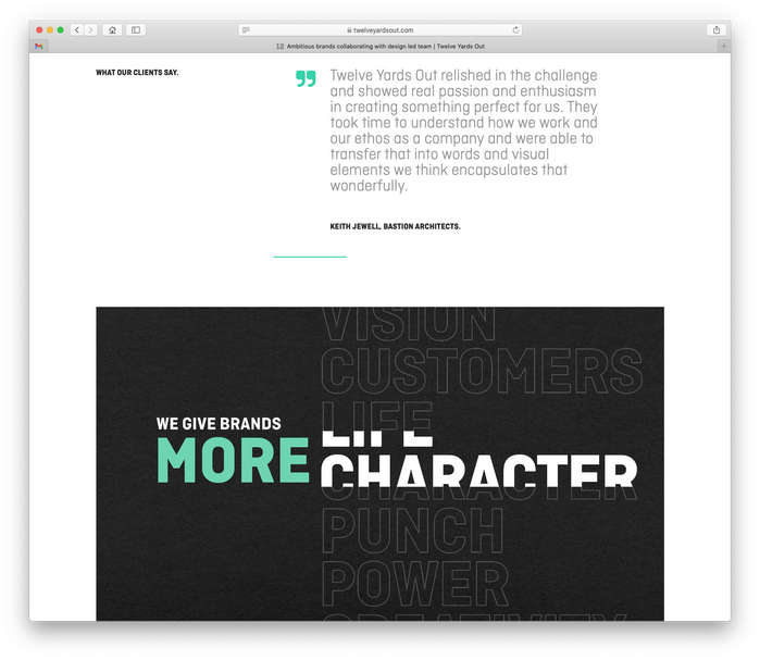 Twelve Yards Out website 8