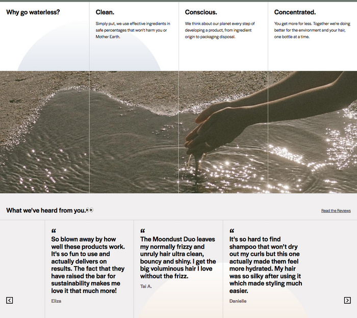 Website detail with testimonials.