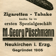 “Gute Zigarren” paper bag, M. Georg Püschmann