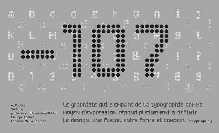 Billboard for number 107. Quote and type (Poudre) by Philippe Apeloig.