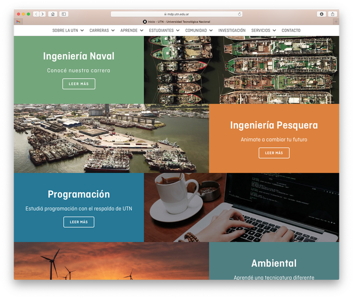 Universidad Tecnológica Nacional website and social media 2