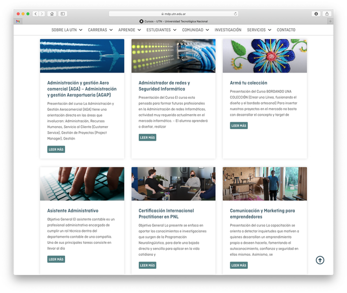 Universidad Tecnológica Nacional website and social media 5