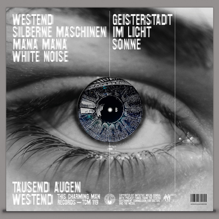LP back artwork with alternate vinyl label visible through die-cut circle