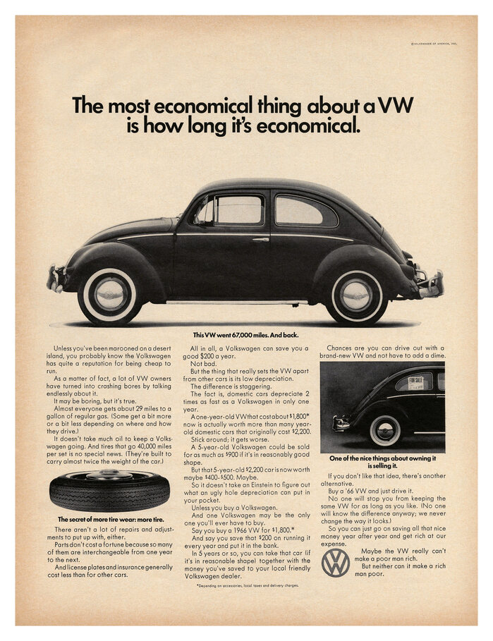 “The most economical thing about a VW is how long it’s economical.”, 1966