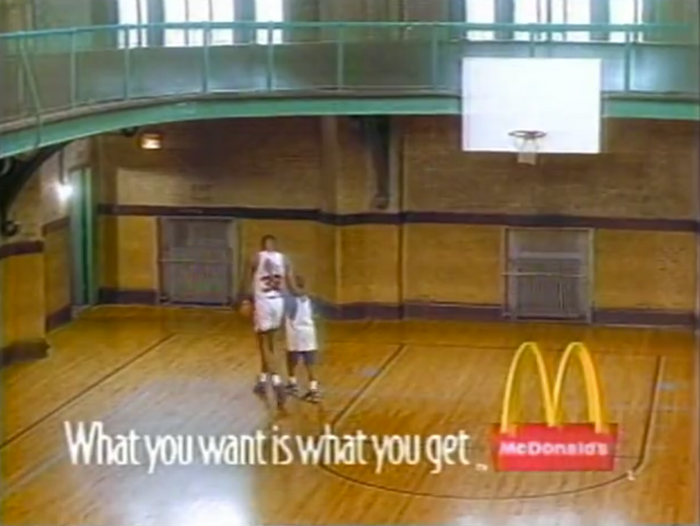 1994 McDonald’s commercial, featuring the tagline “What you want is what you get”, set in Bodega Sans.