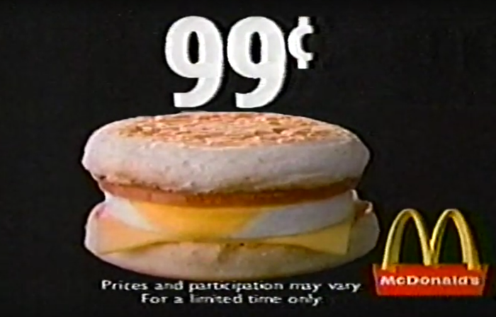 1994 McDonald’s commercial, set in Bodega Sans.