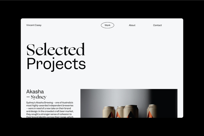 Vincent Casey portfolio website 3