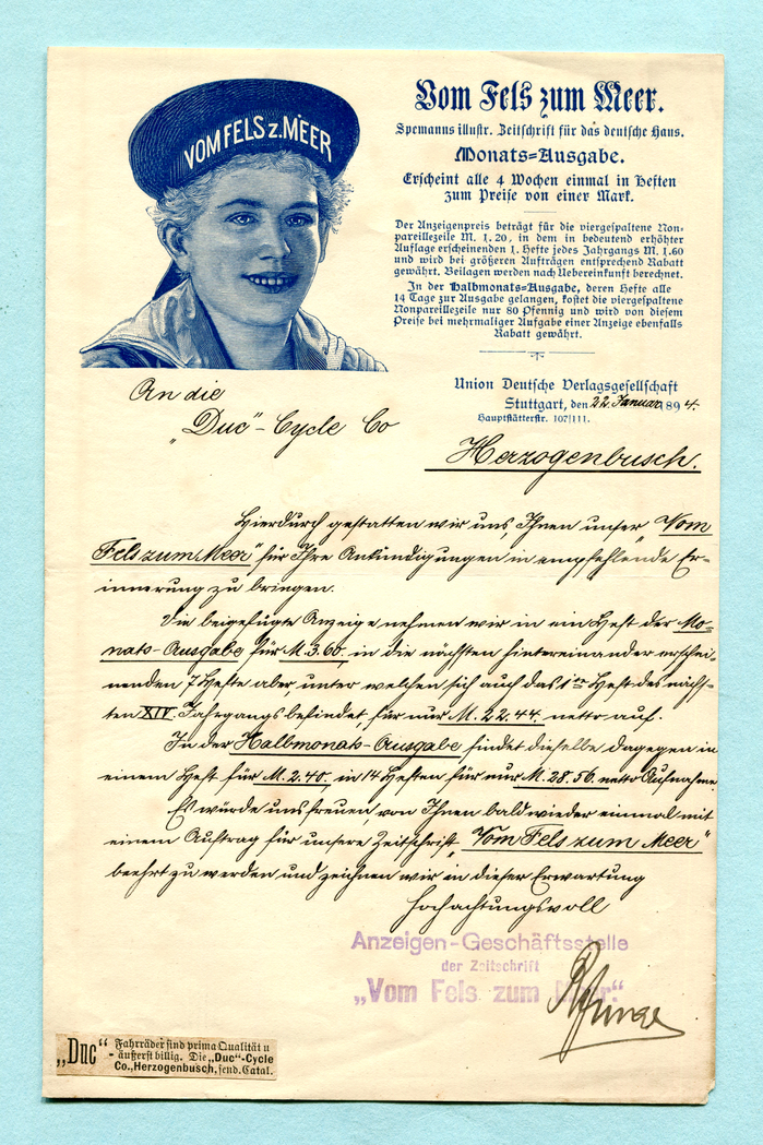 Vom Fels zum Meer letterhead (1894) 1