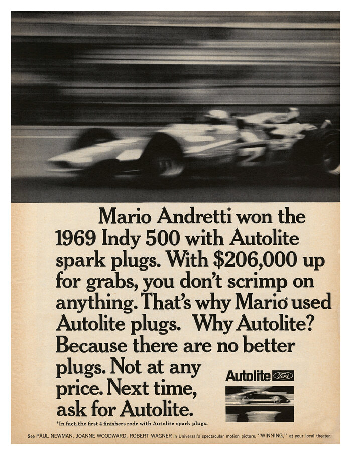 Autolite spark plugs ad (1969)
