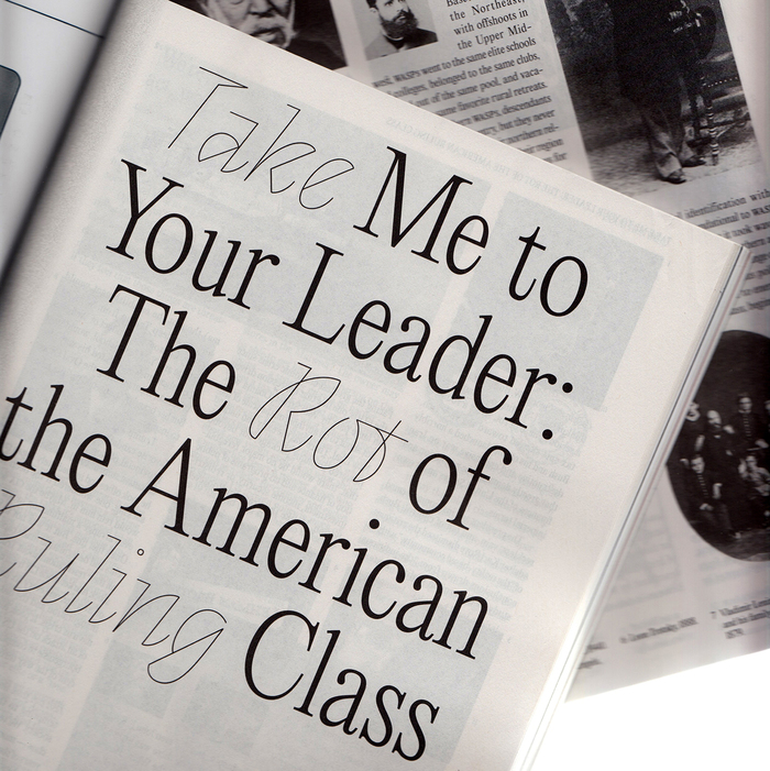 “Take Me to Your Leader: The Rot of the American Ruling Class” feature in Jacobin, Spring 2021 issue 2