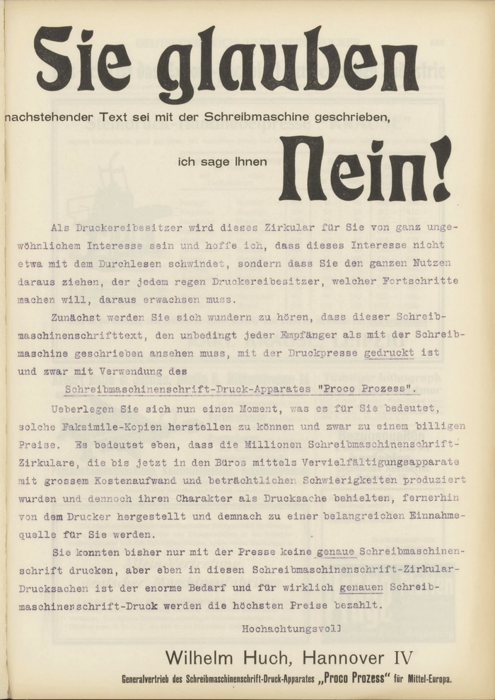 Proco Prozess ad by Wilhelm Huch (1907)