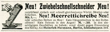 Zwiebelschnellschneider ad by Heinrich Hermann (1907)