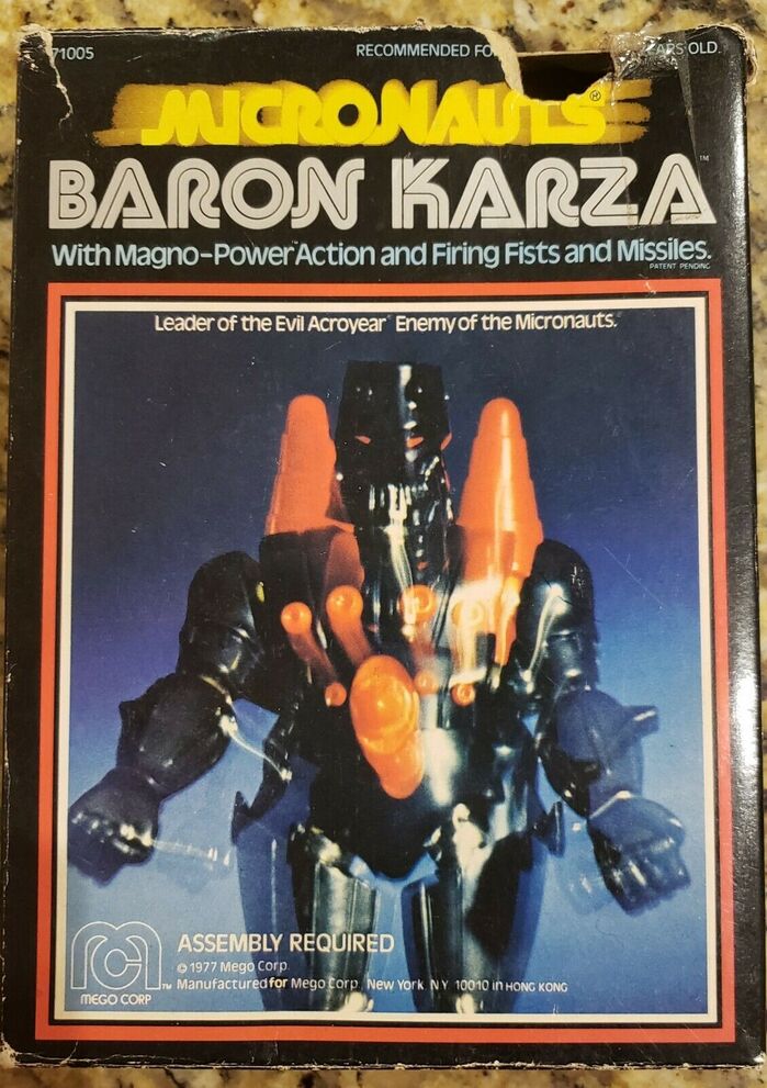 Micronauts Baron Karza box, 1977.