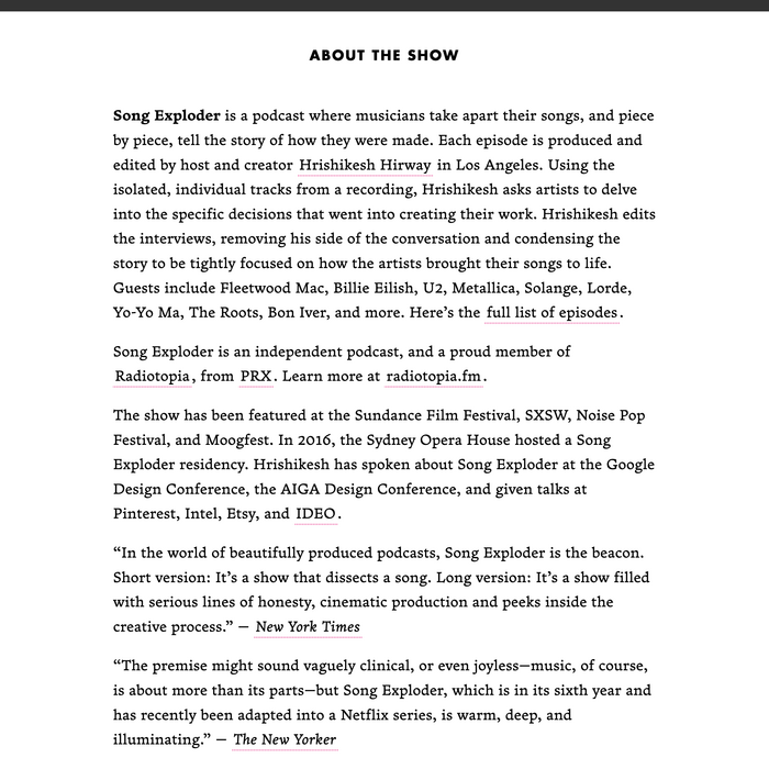 Song Exploder website 3