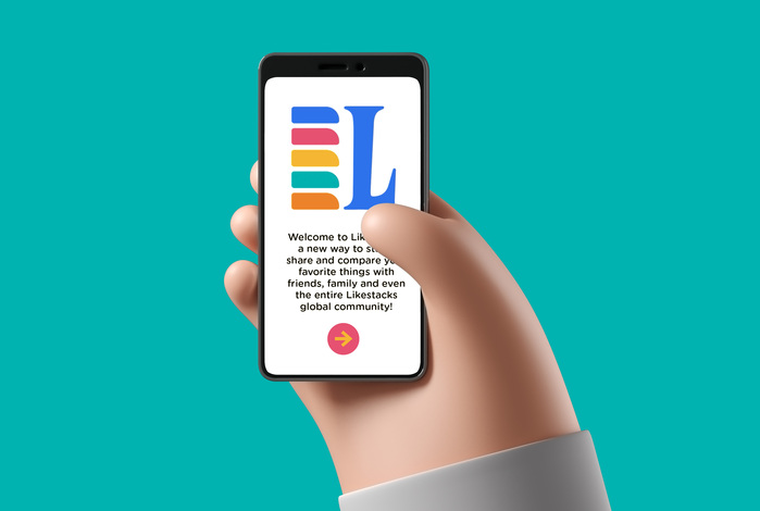 This screen shows the icon version of the logo, with a single letter L next to a colorful stack. The sans serif used for text is  [see comments].