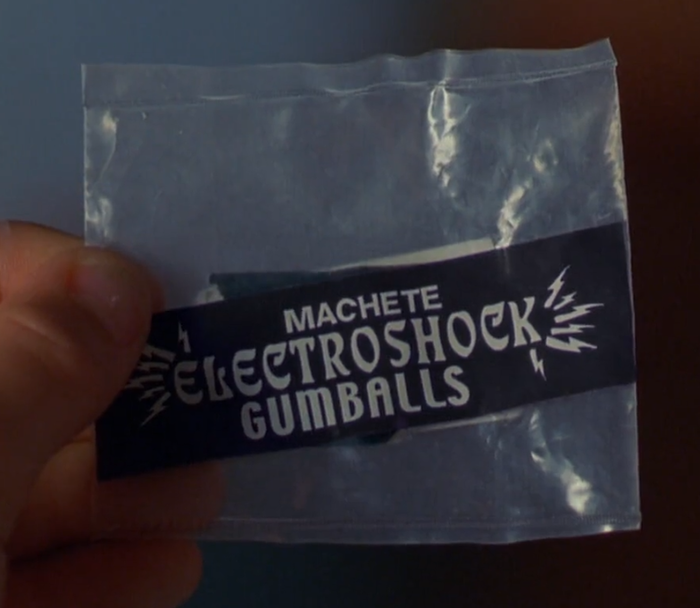 An empty wrapper, seen in detail towards the end of the film.