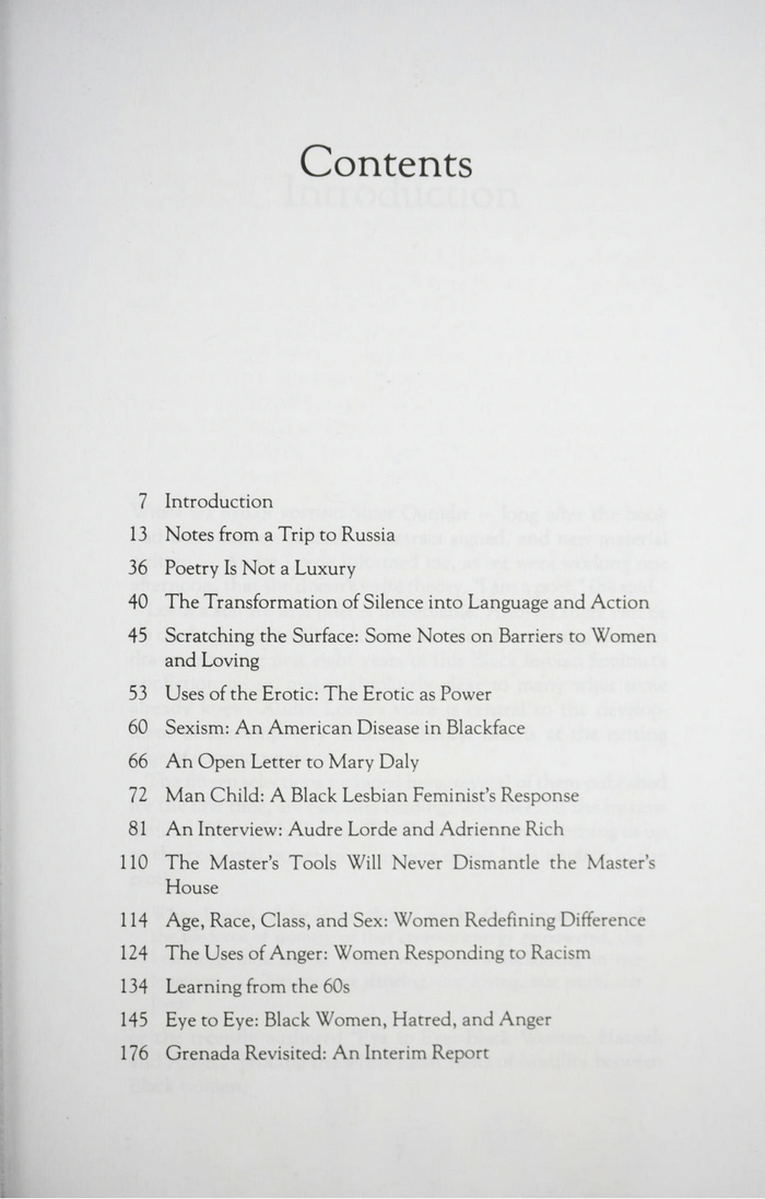 Table of contents. The text typeface is .