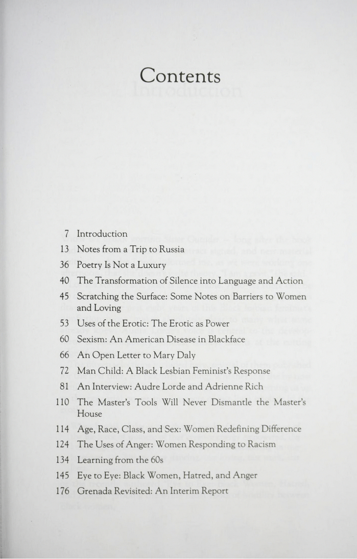 Table of contents. The text typeface is .