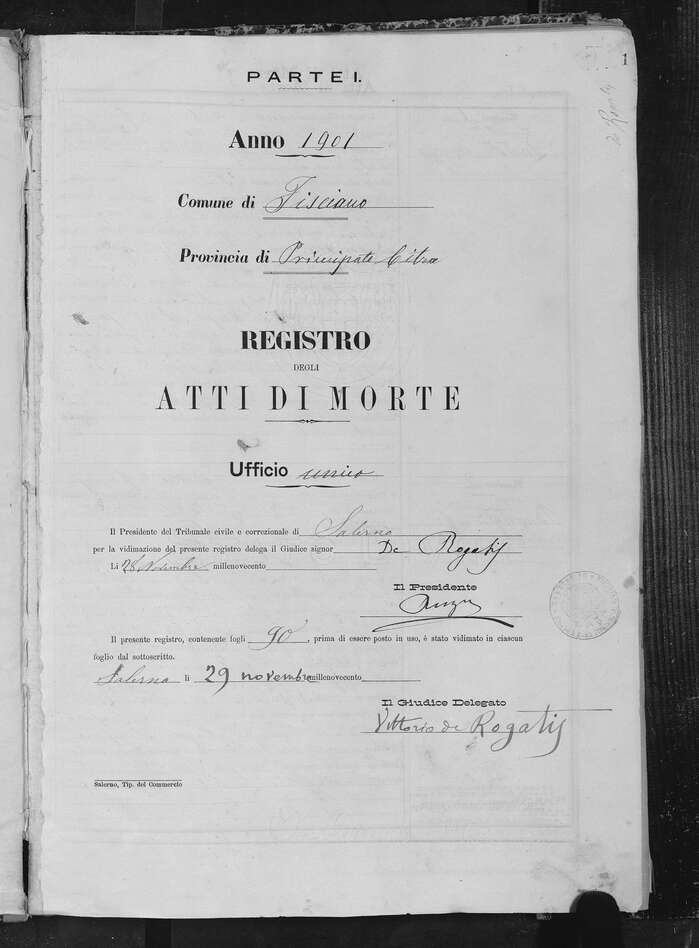 1901. “Il Presidente” and “Il Giudice Delegato” use a style known in the U.S. as .