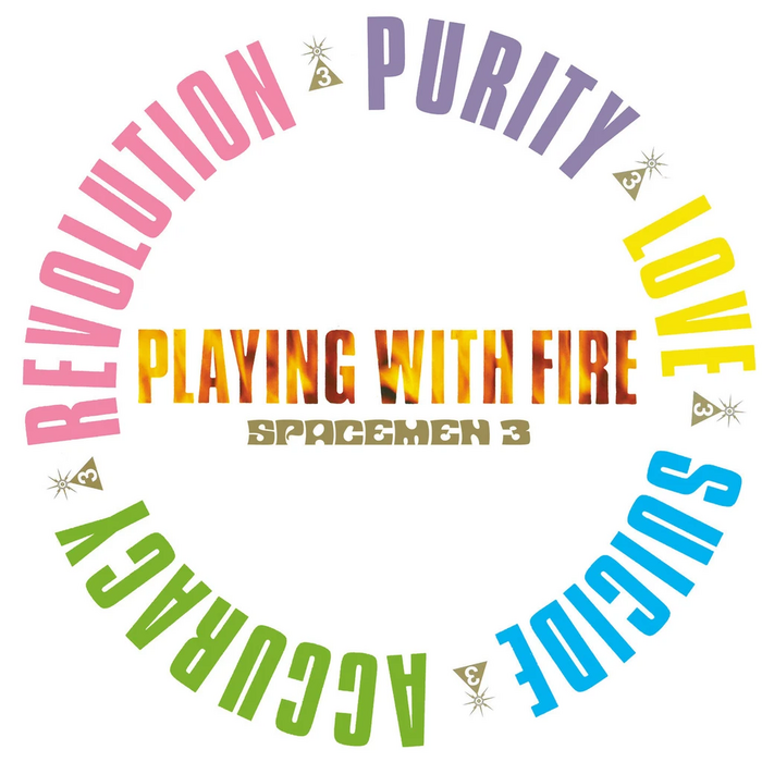Playing With Fire, published by Fire Records 1989. Design by the Robert Winterman Design Group. The condensed grotesk on a circle is .