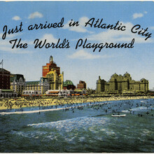 “Just arrived in Atlantic City” postcard