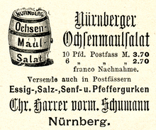 Nürnberger Ochsenmaulsalat ad by Chr. Harrer vorm. Schumann