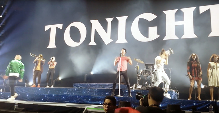 Video still showing song lyrics — Ain't Gonna Die Tonight, December 22, 2017 at the Key Arena, Seattle
