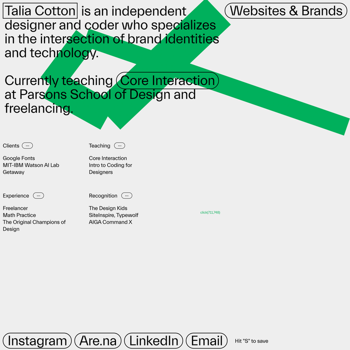 Talia Cotton website (2020) 1