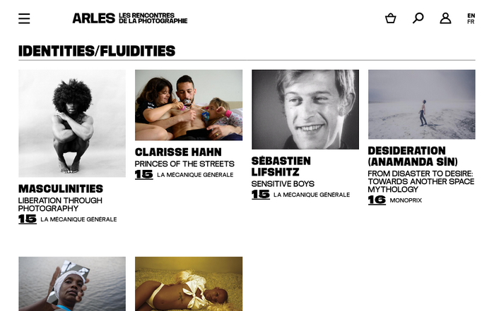 Website detail with exhibition overview.