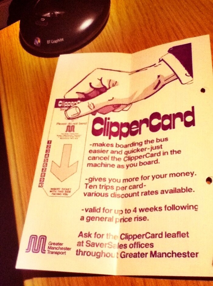 ClipperCard ad on the 47, 48, 49 bus timetable which was issued on 1st September 1980.