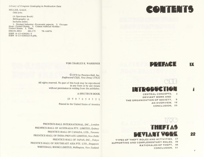 Table of contents.