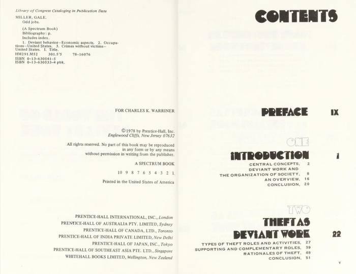 Table of contents.