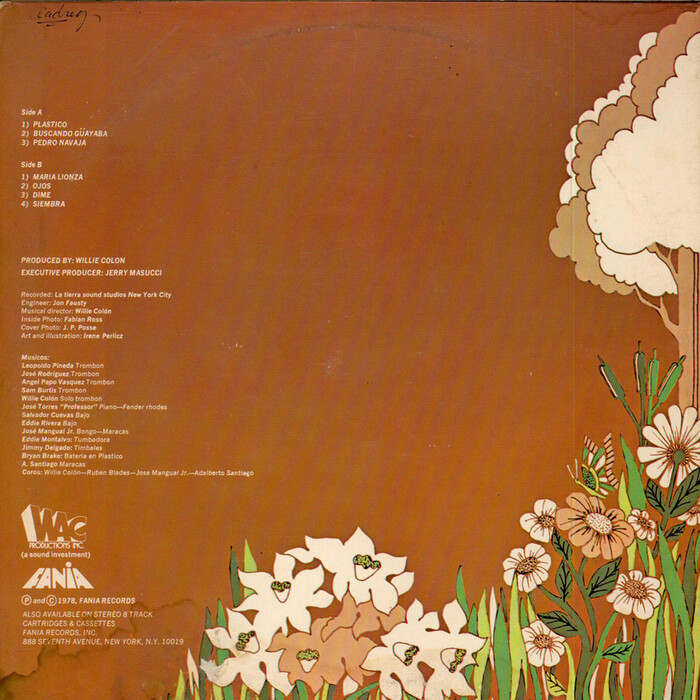 Back cover, with track names and credits set in .