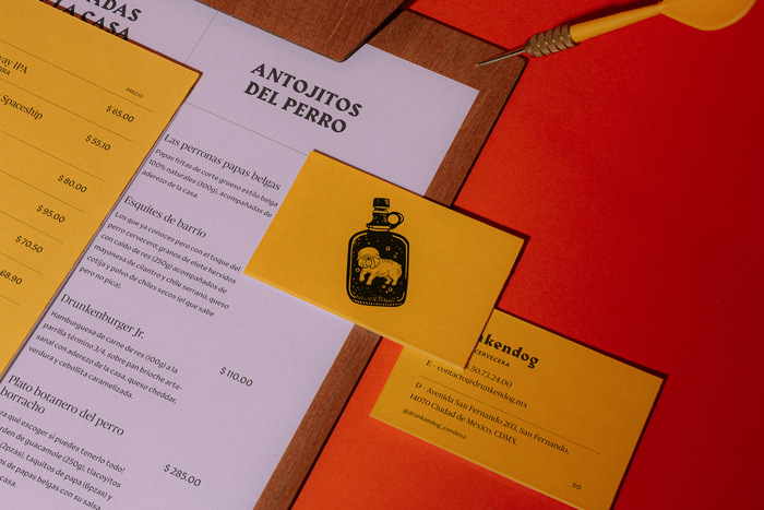 Menus and business cards pair  with  and .