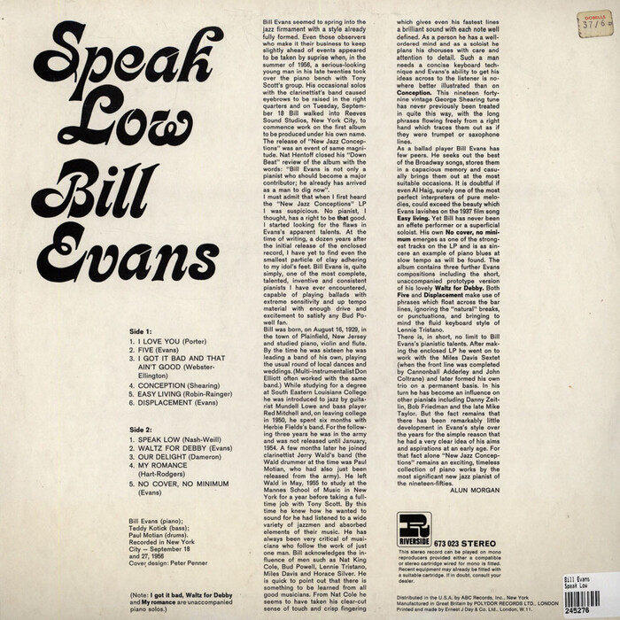 The track list, credits, and Alun Morgan’s liner notes are set in .