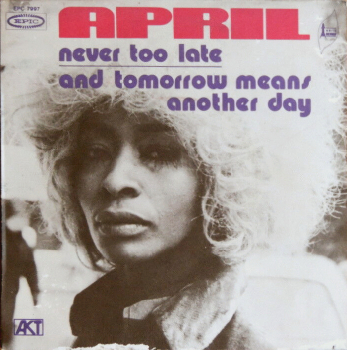 April – “Sweet Song Bird” / “Help!” and “Never Too Late” / “And Tomorrow Means Another Day” single covers 3
