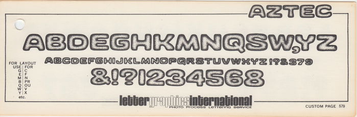 Aztec as shown in a Lettergraphics catalog fom 1969.
