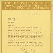 The Rolling Stones 1969 letterhead