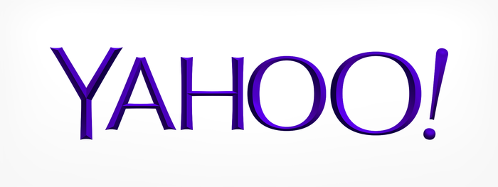 The official Yahoo! logo. The tracking is very tight and the kerning in “AHOO” only acknowledges the extreme edge of each letter, leading to uneven spacing throughout.