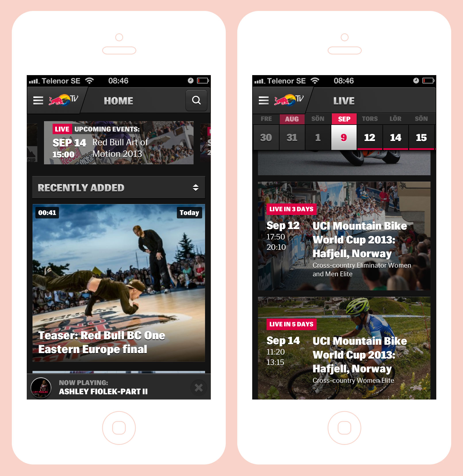 Red Bull TV Mobile App - Fonts In Use