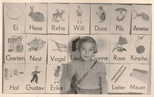 German alphabet learning cards, 1950s