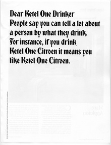 “Dear Ketel One Drinker” Ad Campaign