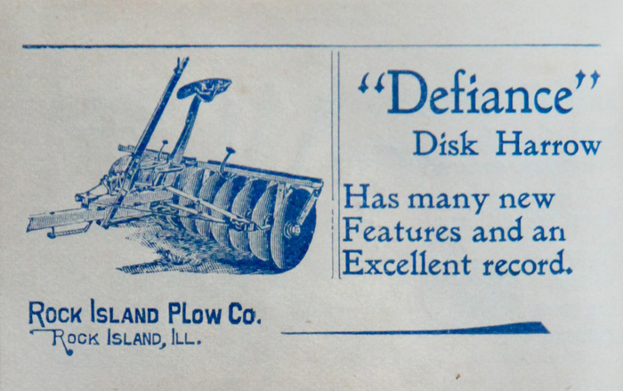 The “Defiance” cultivator ad (1900) is set entirely in Jenson Old Style (1893).