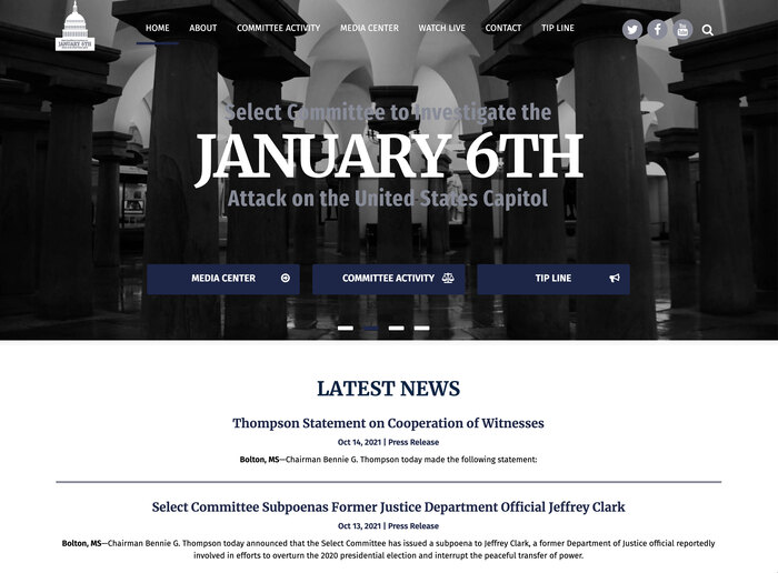 Select Committee to Investigate the January 6th Attack on the U.S. Capitol website 1