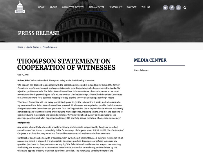 Select Committee to Investigate the January 6th Attack on the U.S. Capitol website 3