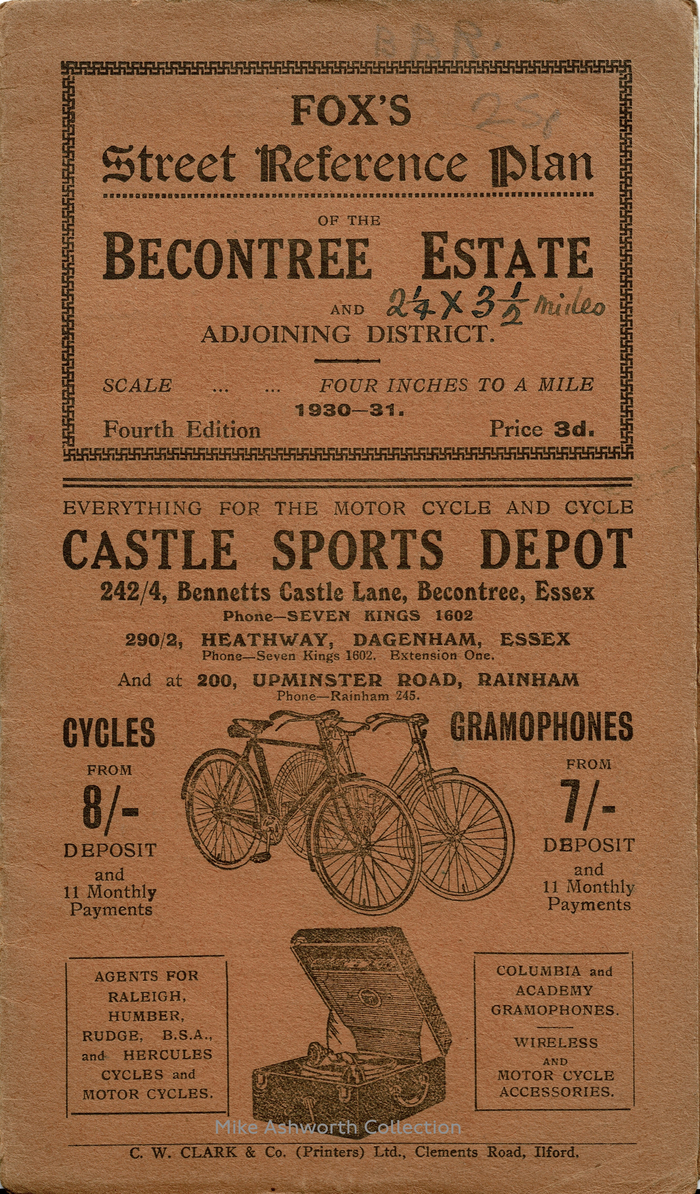 Fox’s Street Reference Plan of the Becontree Estate, Fourth Edition, 1930–31